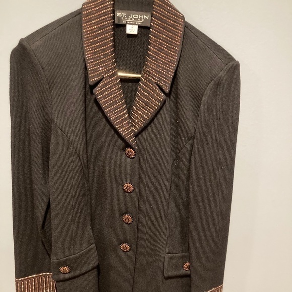 St. John Evening black copper-sequin jacket size 2 - Picture 1 of 4